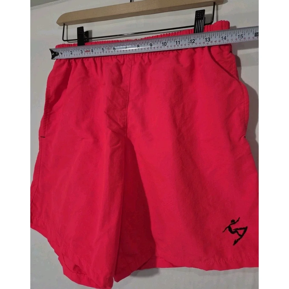 Uzzi Swim Trunks Men Medium Neon Pink Vintage Nylon Board Shorts USA Made Surfer